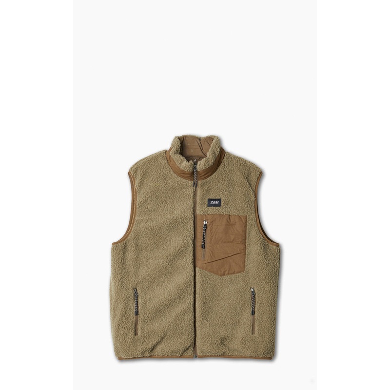 Taion Mountain Reversible Down x Boa Vest Light Brown/Beige S