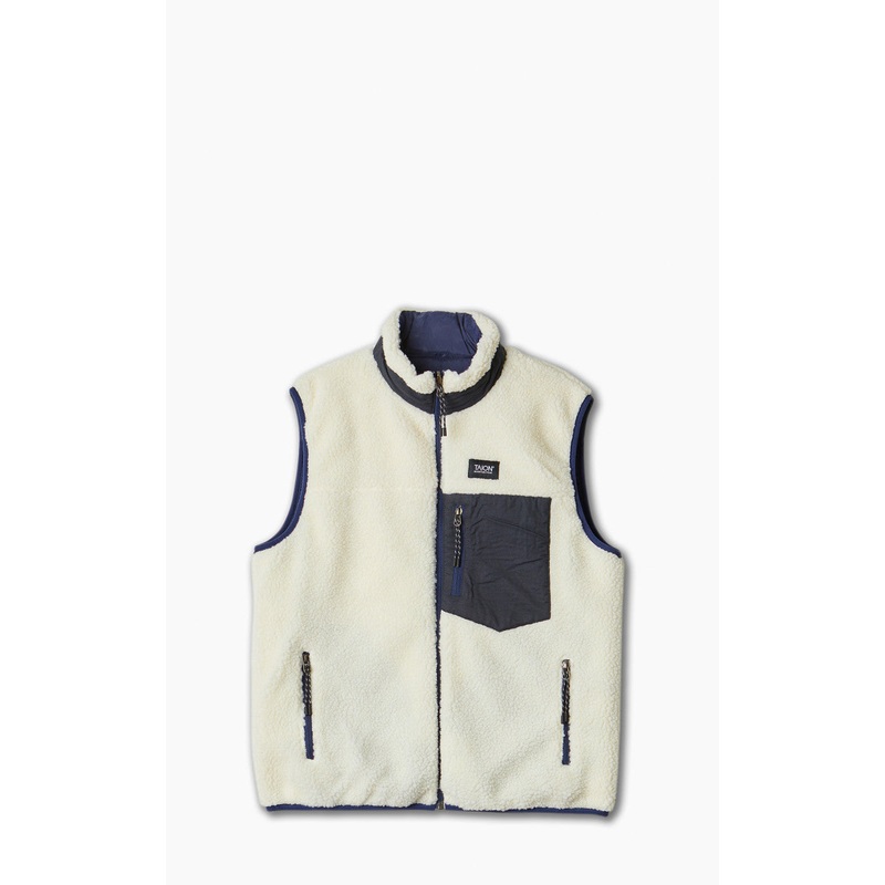 Taion Mountain Reversible Down x Boa Vest Navy/Ivory S