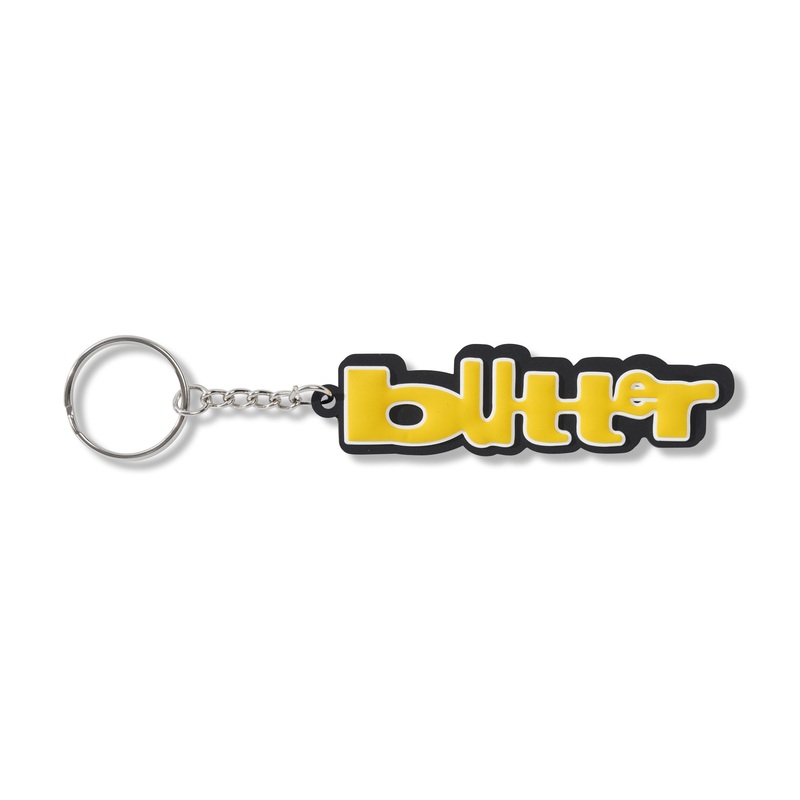 Warped Rubber Key Chain, Black / Yellow O/S