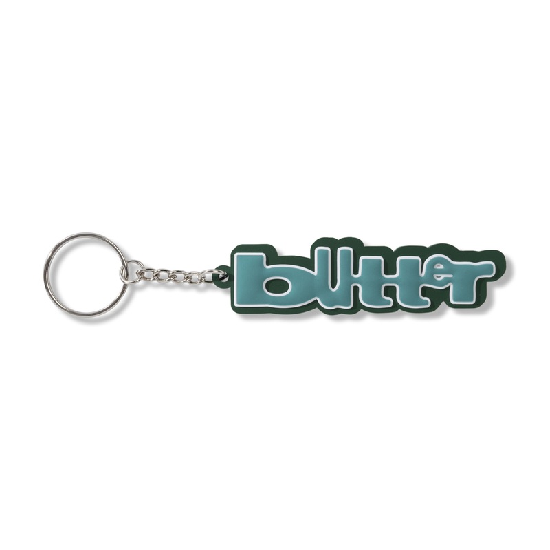 Warped Rubber Key Chain, Green / Blue O/S