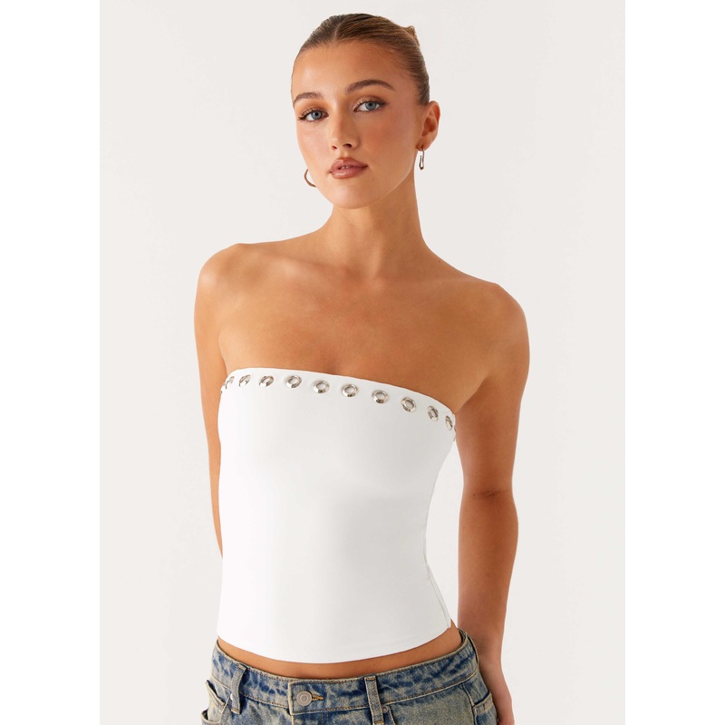 Miku Eyelet Strapless Top – White White US 0