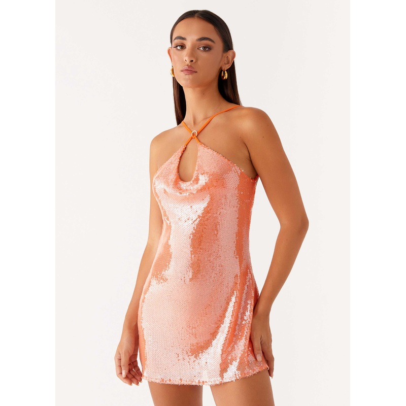 Radiant Energy Cowl Back Mini Dress – Orange Orange US 0