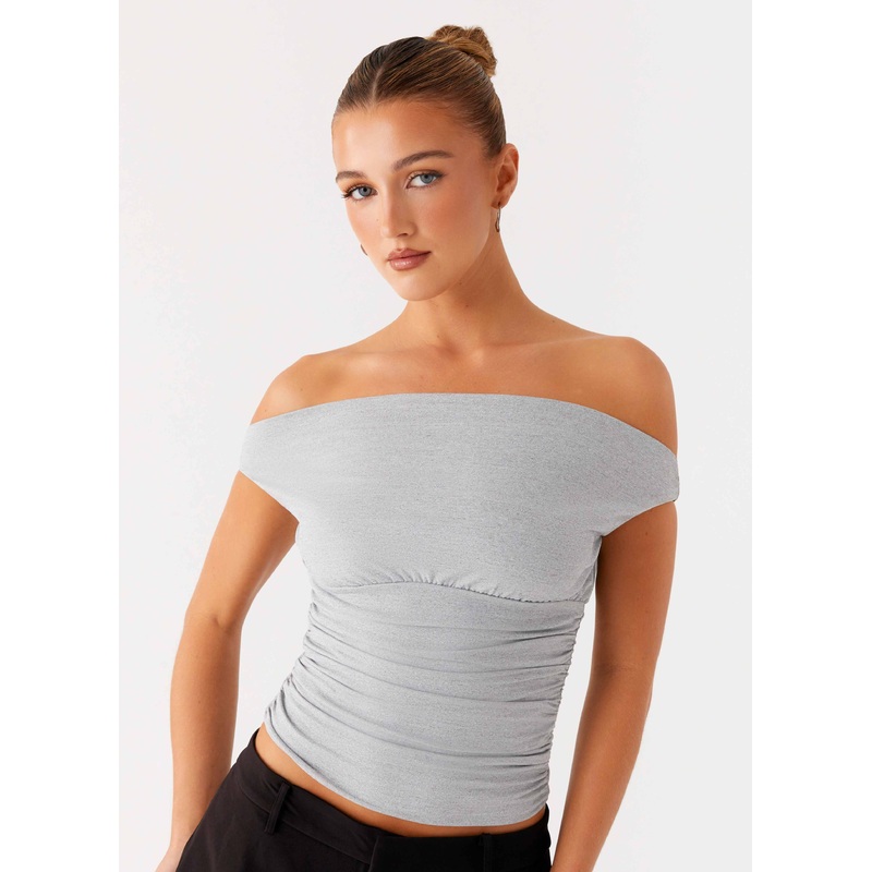 Reva Off Shoulder Top – Grey Grey US 0