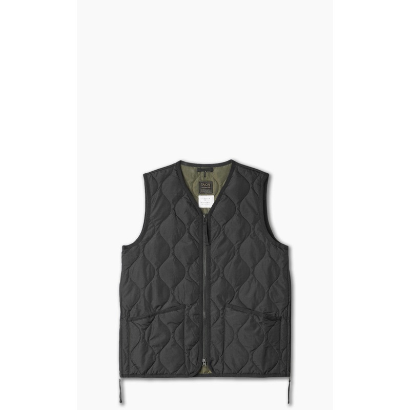Taion Military Zip V-Neck Down Vest Black S