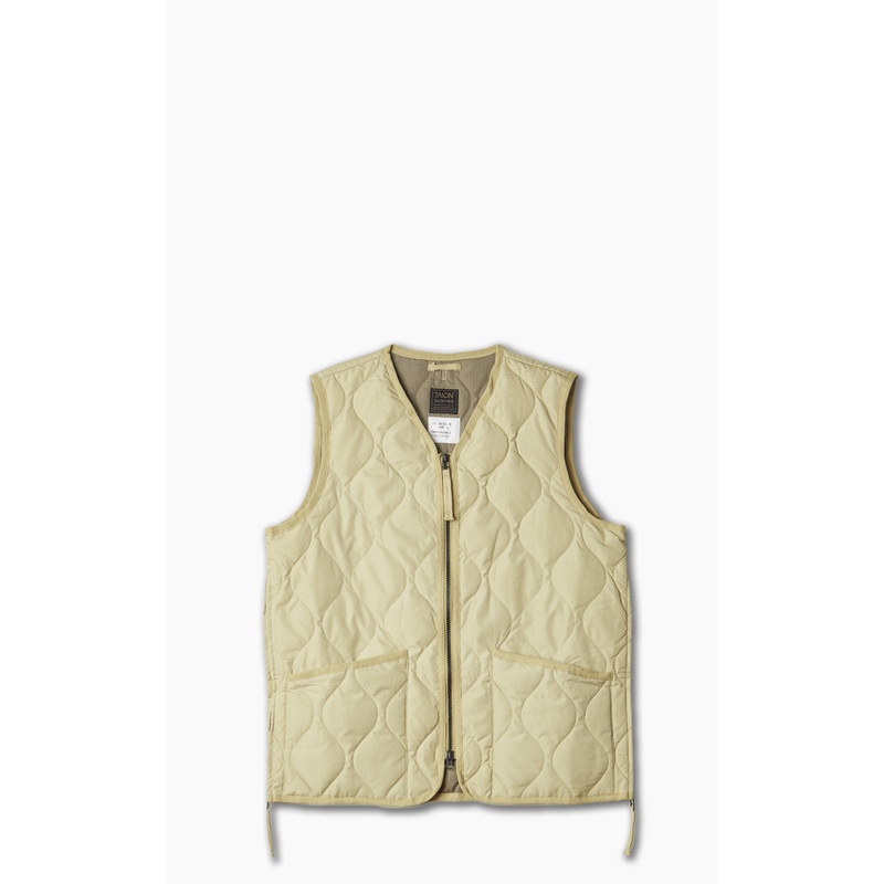 Taion Military Zip V-Neck Down Vest Cream S