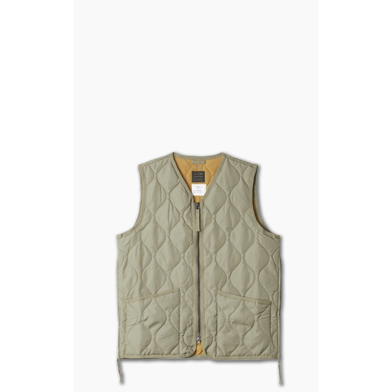 Taion Military Zip V-Neck Vest Light Mocha S