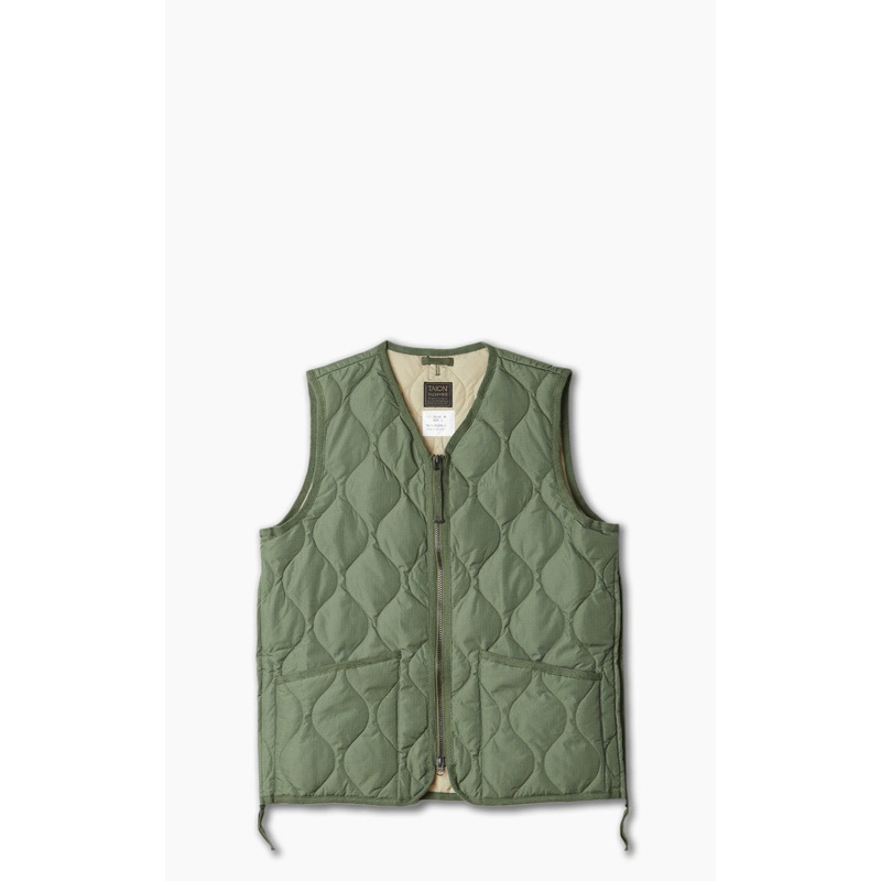 Taion Military Zip V-Neck Vest Olive S