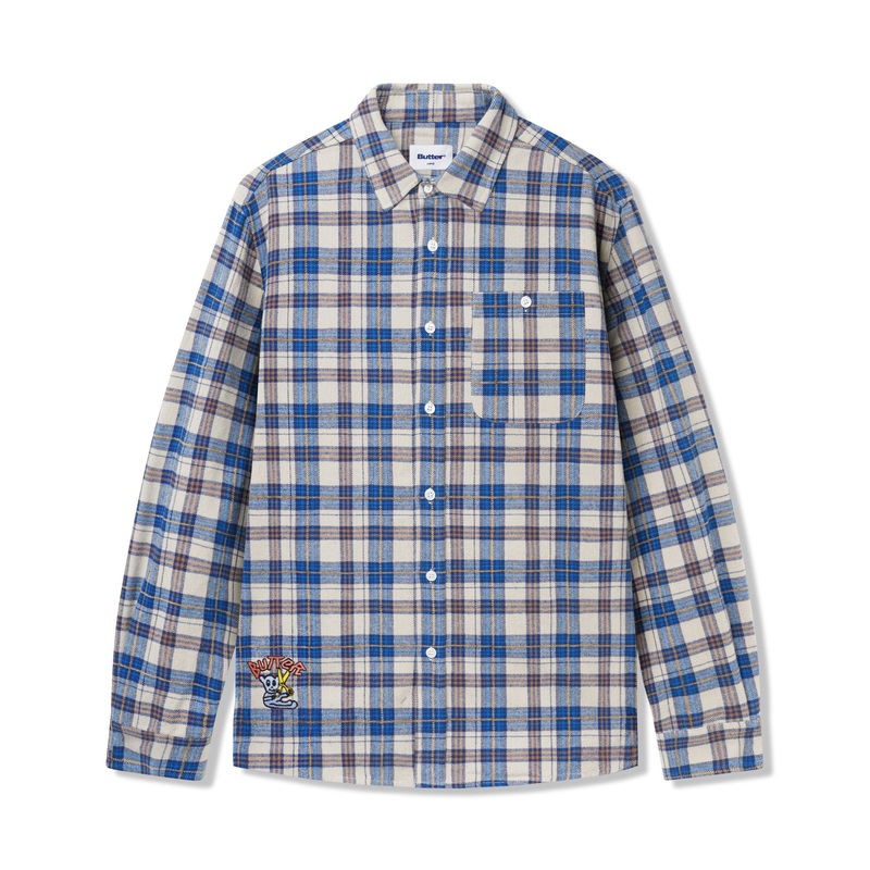 Bear Flannel Shirt, Blue S
