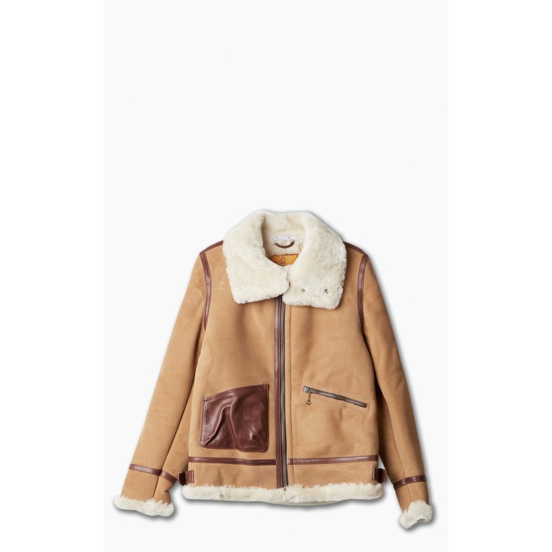 Shangri-La Heritage Aviatore B-3 Shearling Leather Jacket Sabbia S