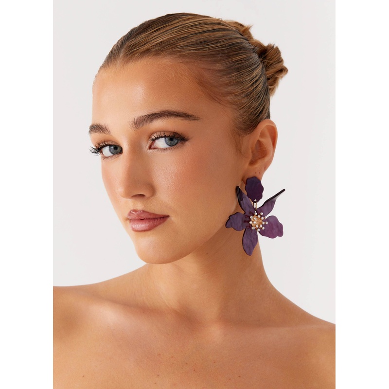 Siesta Flower Earrings – Purple Purple One Size