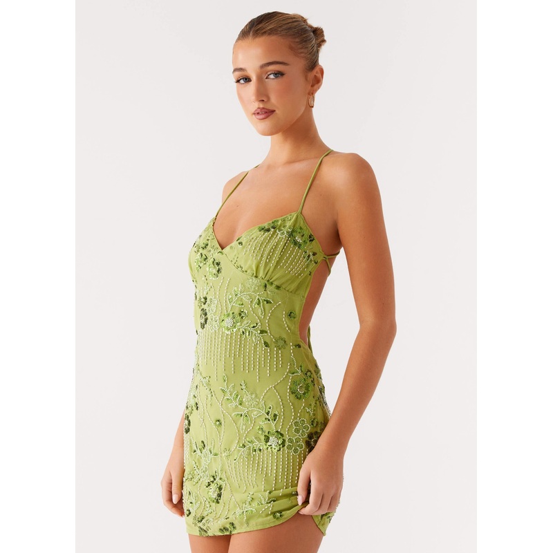 Vietta Sequin Cami Mini Dress – Lime Lime US 0