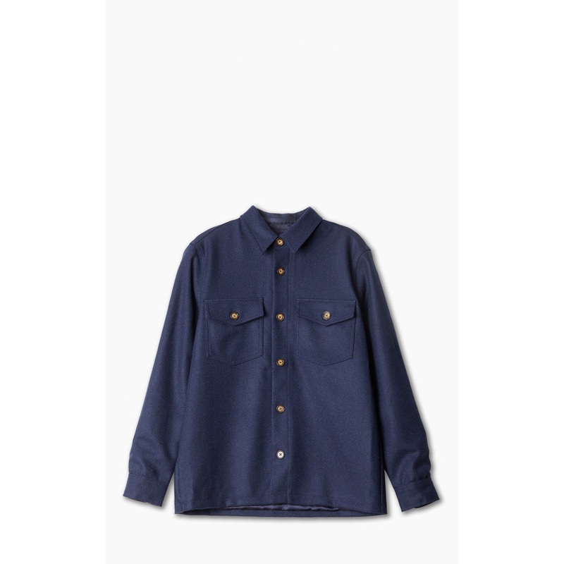 Portuguese Flannel Wool Field Shirt Navy S