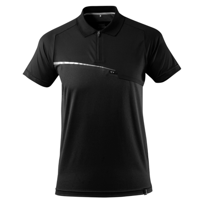 Mascot Advanced 17283 Moisture Wicking 1/4 Zip Polo T-Shirt Various Colours Black 2XL