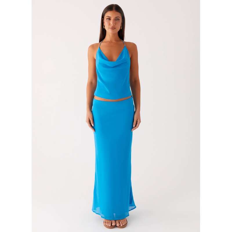 Another Life Chiffon Maxi Skirt – Turquoise Turquiose US 0