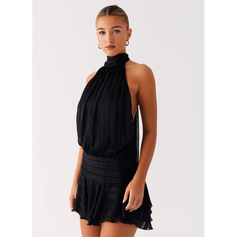 Willow Chiffon Mini Dress – Black Black US 0