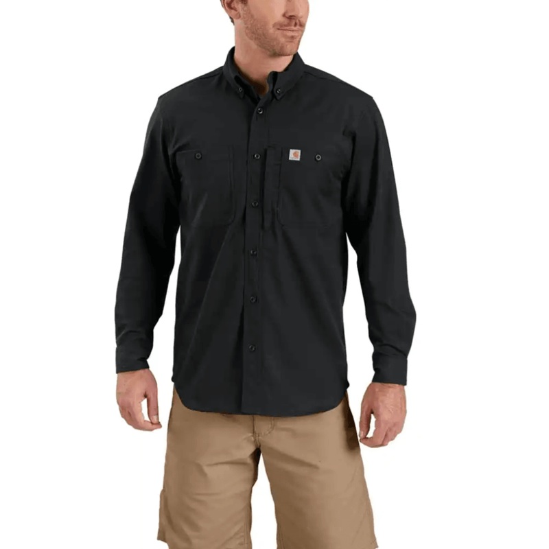 Carhartt 102538 Rugged Professional Series Relaxed Fit Canvas Long Sleeve Shirt BLACK 2XL
