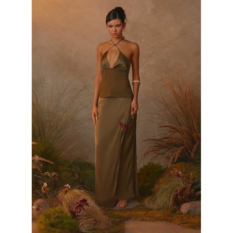 Mavie Maxi Skirt – Khaki Khaki US 0