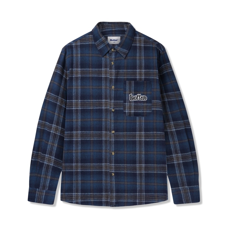 Swirl Plaid Shirt, Navy / White S