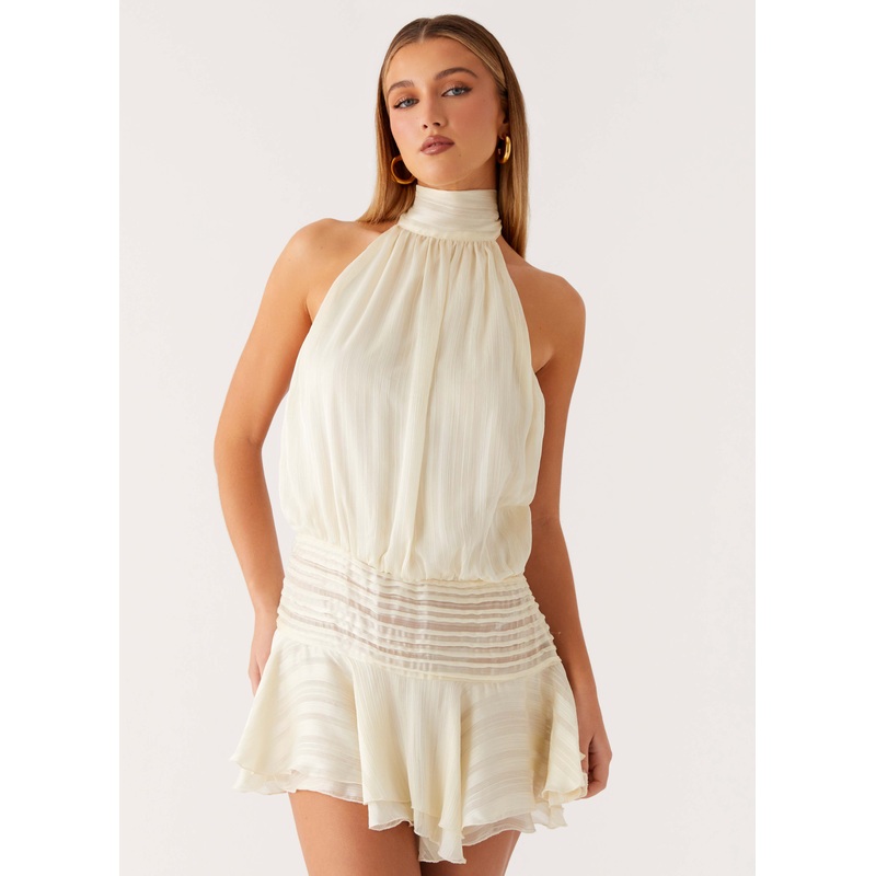 Willow Chiffon Mini Dress – Ivory Ivory US 0