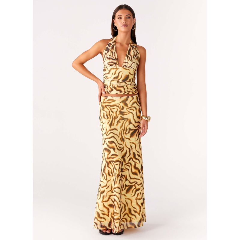 Call Me Low Rise Maxi Skirt – Yellow Zebra Yellow Zebra US 0