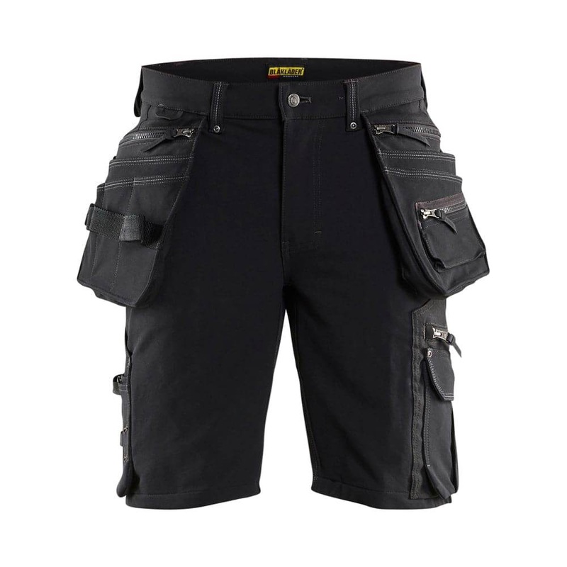 Blaklader 1988 Craftsmen 4-Way Stretch Holster Pocket Work Shorts X1900 Black 30″ Waist