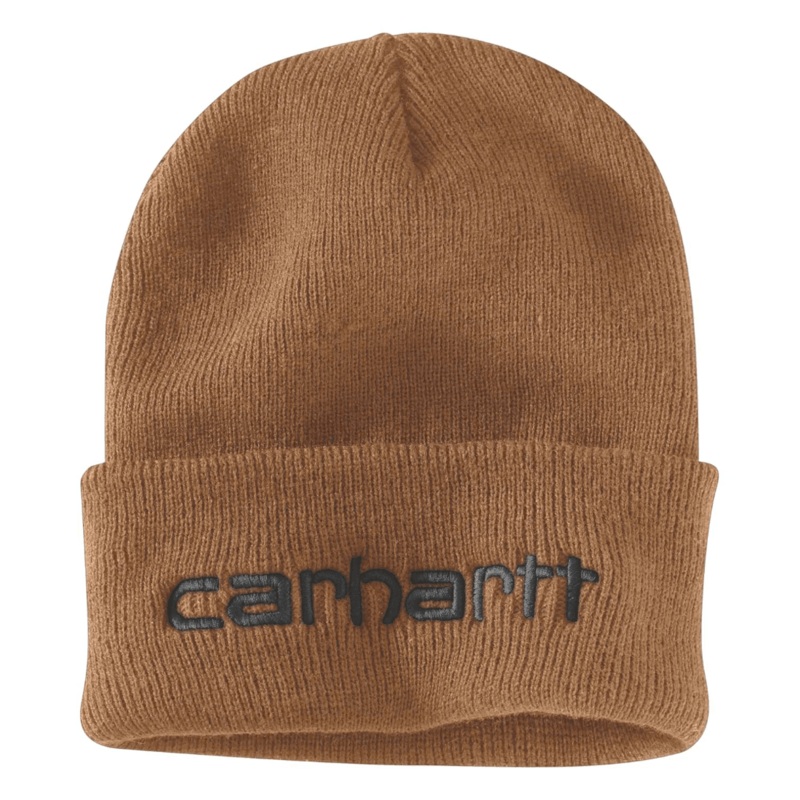 Carhartt 104068 Knitted Insulated Logo Graphic Cuffed Beanie Hat BLACK One Size