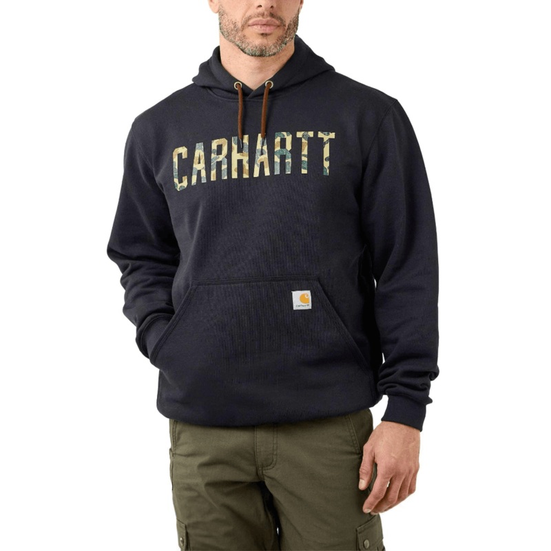 Carhartt 105486 Loose Fit Mid-Weight Camo Logo Graphic Sweatshirt Hoodie Black 2XL