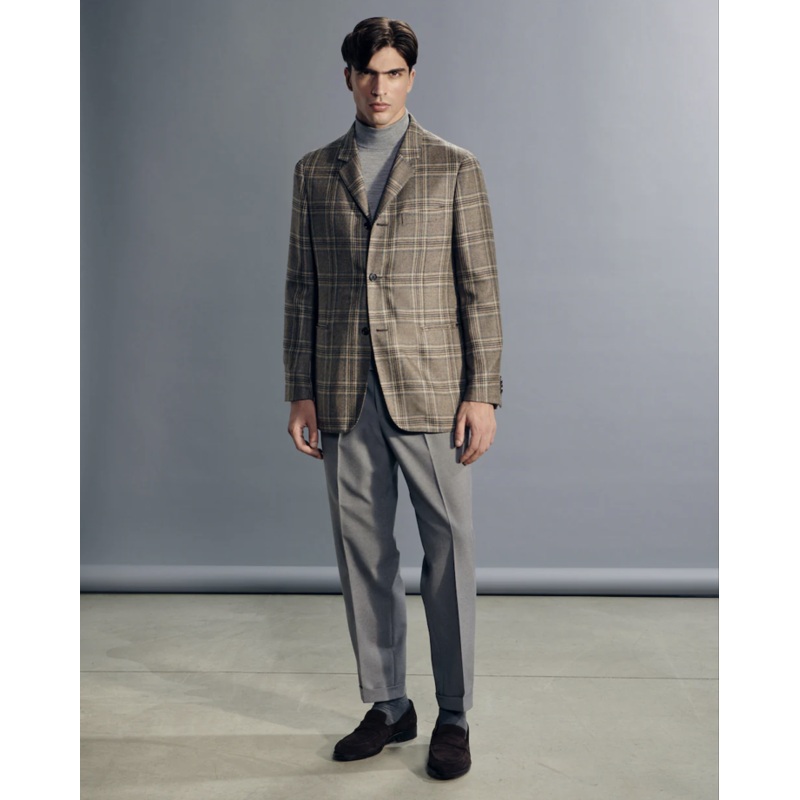 Soragna Suit, Glen Plaid, Wool-Cashmere Blend 50