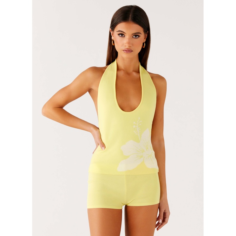 Aloha Knit Top – Yellow Yellow XS-S