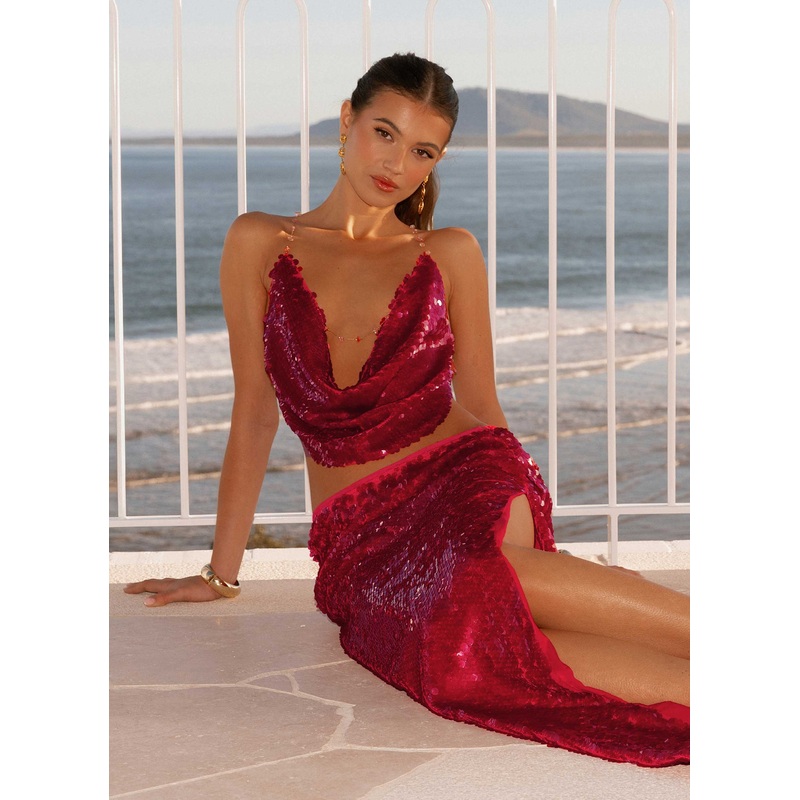 Amosa Cowl Top – Fuchsia Fuchsia US 0