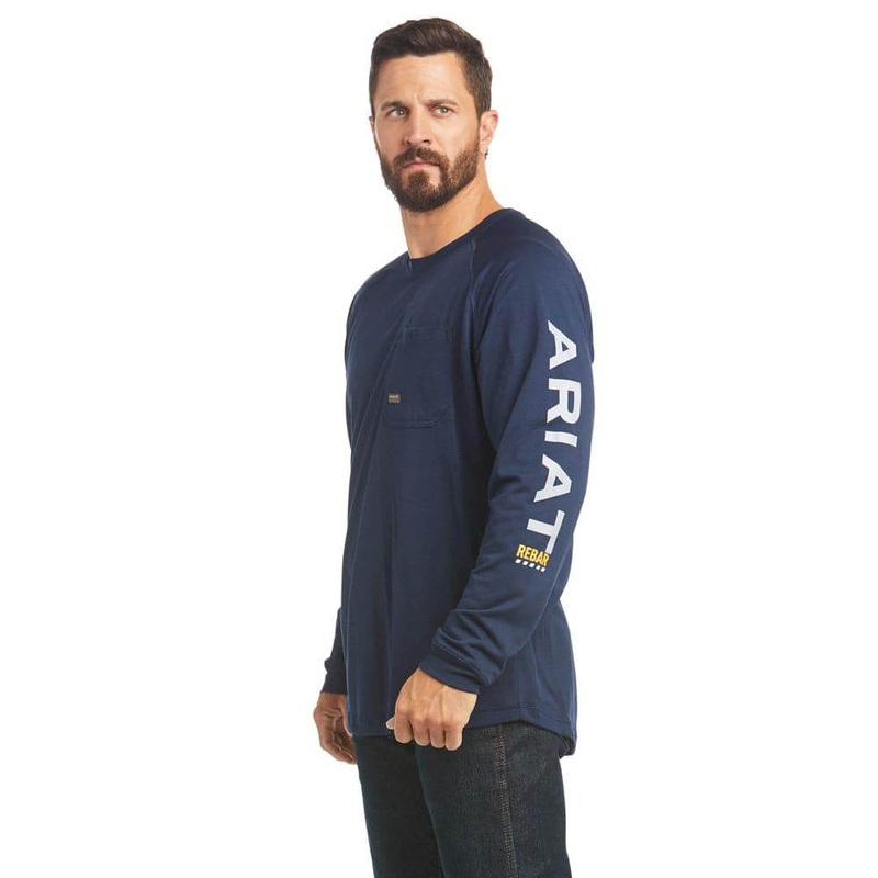 Ariat P20042 Rebar HeatFighter Moisture Wicking Long Sleeve T-Shirt NAVY LARGE