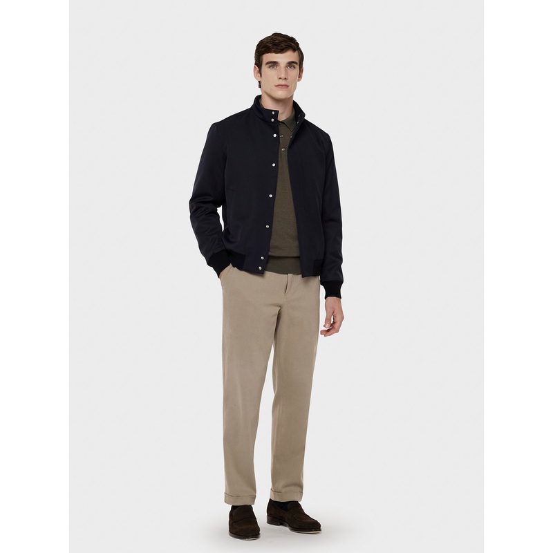 Bomber in lana e tessuto tecnico blu 48