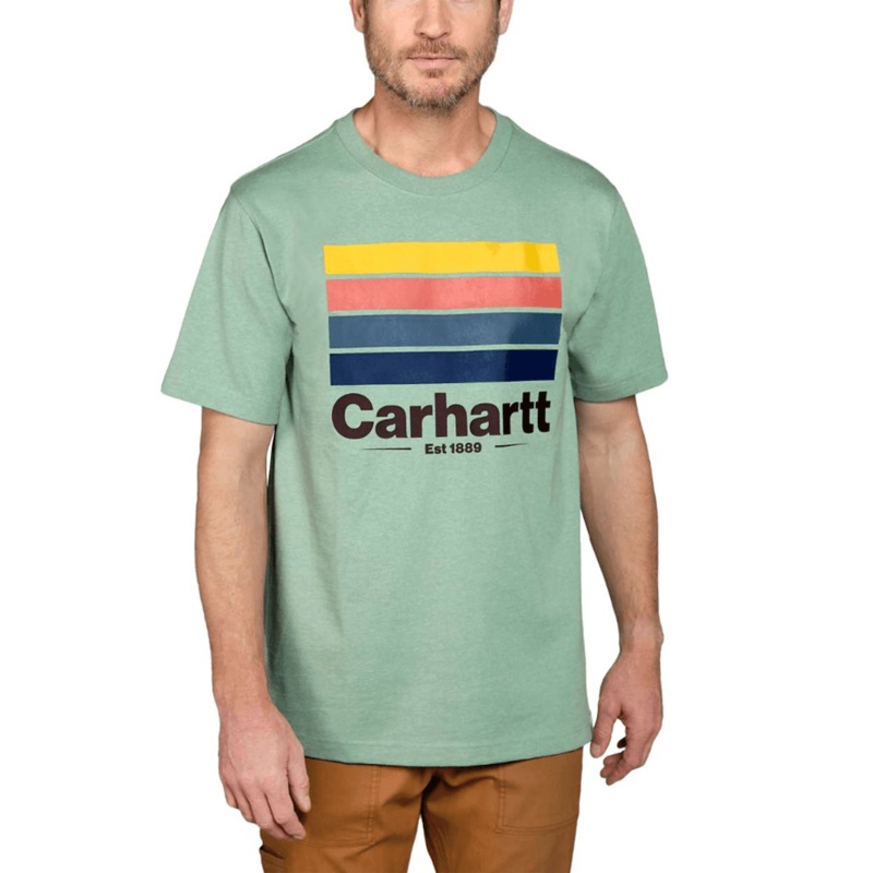 Carhartt 105910 Relaxed Fit Heavyweight Short Sleeve Line Graphic T-shirt Jade Heather 2XL