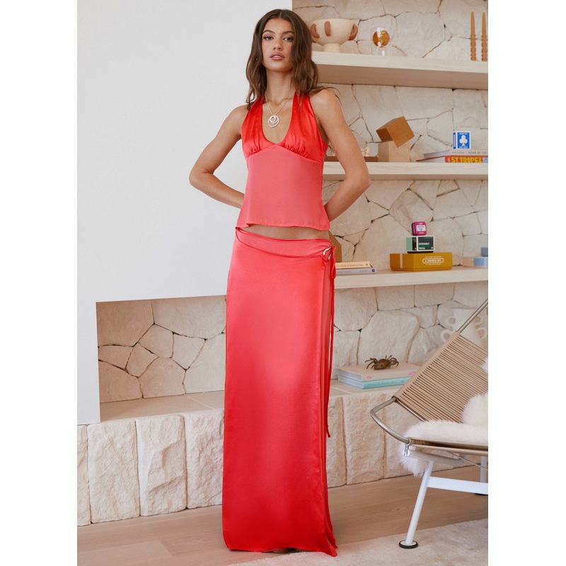 Pollie Wrap Maxi Skirt – Coral Coral US 0