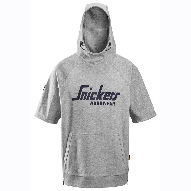 Snickers 2850 Logo Short Sleeve Hoodie Sweatshirt Black XS