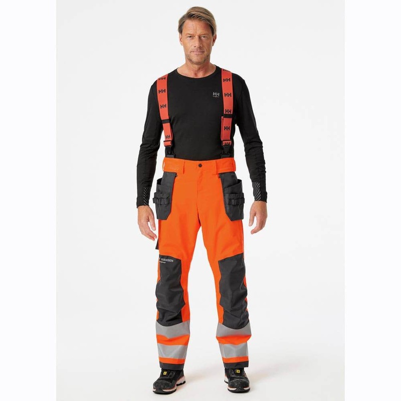Helly Hansen 71493 Alna 2.0 Hi-Vis Waterproof Shell Construction Bib& Brace Pant Trouser ORANGE/EBONY 31.5″ Waist – 31″ Leg