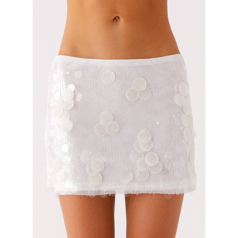 Salihah Sequin Shell Mini Skirt – White White US 0