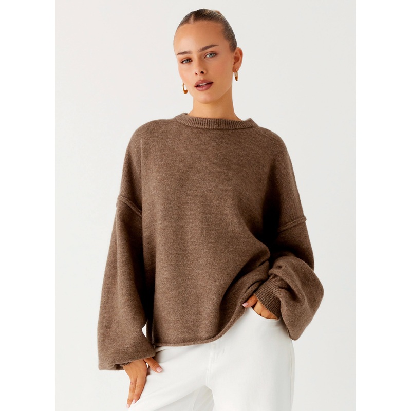 Jack Oversized Knit Sweater – Tan Marle Tan Marle XS-S