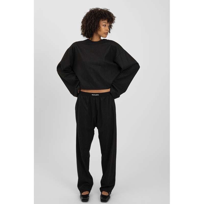 BENJA Pants Pinstripe Black S