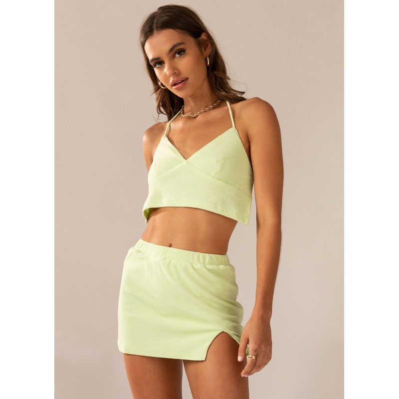 Changing Seasons Terry Mini Skirt – Lime Green Lime Green US 0