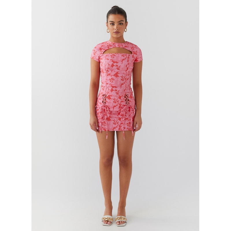 Take A Sip Tie Mini Skirt – Cherry Blossom Cherry Blossom US 0