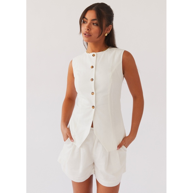 Born For Bordeaux Linen Vest – White White US 0