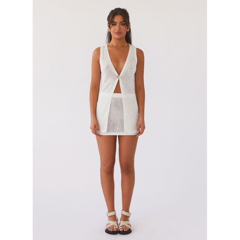 Capri Glow Knit Mini Skirt – White White XS