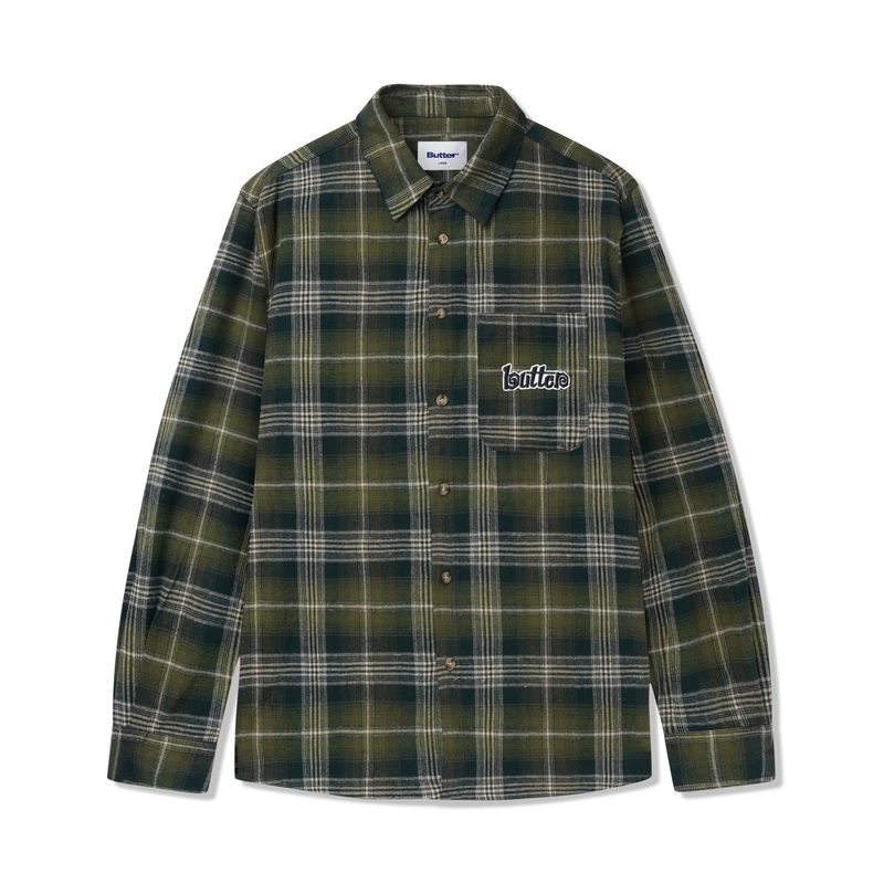 Swirl Plaid Shirt, Green / White S