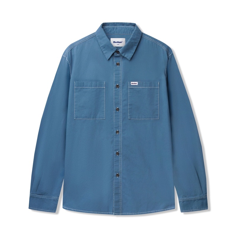 Ripstop Button Up Shirt, Work Blue S