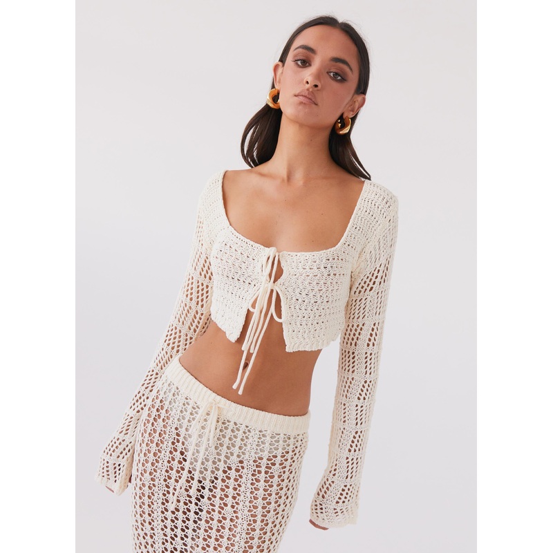 Rosalina Crochet Long Sleeve Top – Natural Natural XS-S