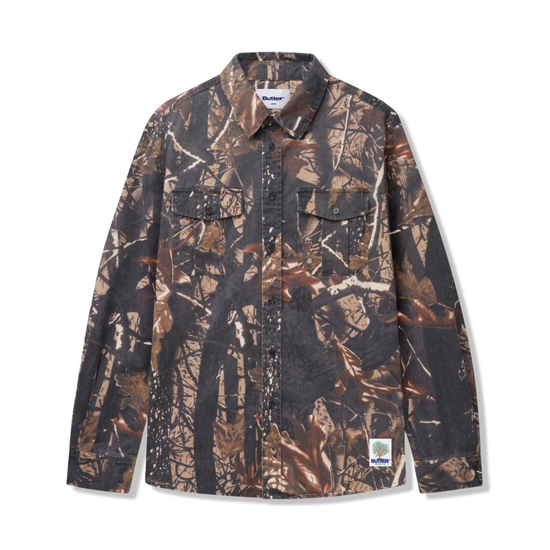 Washed Pocket L/S Shirt, Camo S
