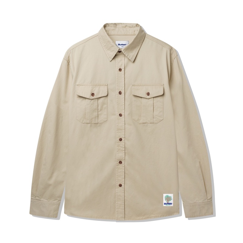 Washed Pocket L/S Shirt, Ivory S