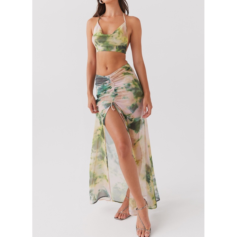 Zenta Ruched Maxi Skirt – Rainforest Rainforest US 0