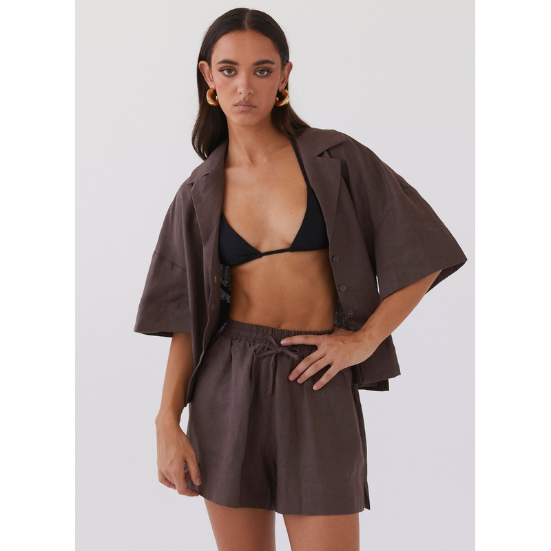 Chelsea Lounge Linen Shorts – Chestnut Chestnut US 0